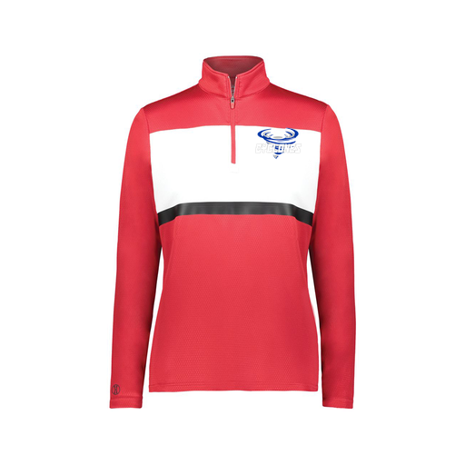 [222791.408.XS-LOGO1] Ladies Bold 1/4 Zip Pullover (Female Adult XS, Red, Logo 1)