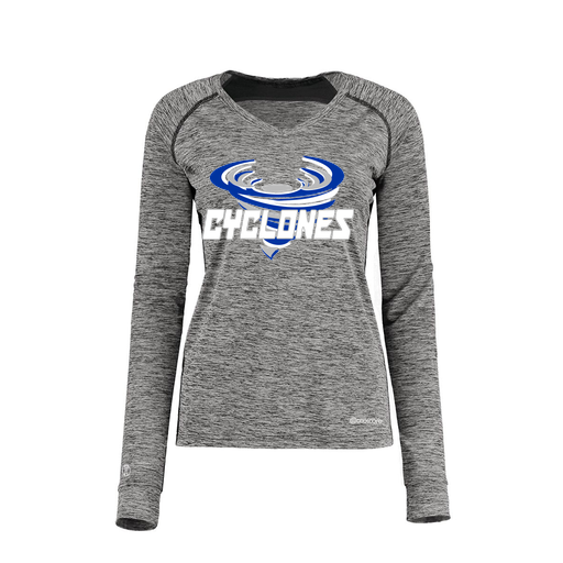 [222770.K94.XS-LOGO1] Ladies Electric Long Sleeve Shirt (Female Adult XS, Black, Logo 1)