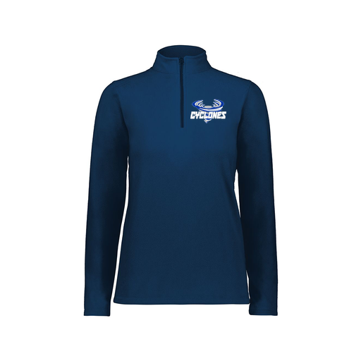 [6864.065.XS-LOGO1] Ladies MicroFleece 1/4 Zip Pullover (Female Adult XS, Navy, Logo 1)