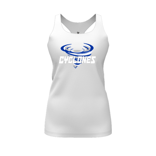 [CUS-DFW-RCBK-PER-WHT-FYS-LOGO1] Racerback Tank Top (Female Youth S, White, Logo 1)