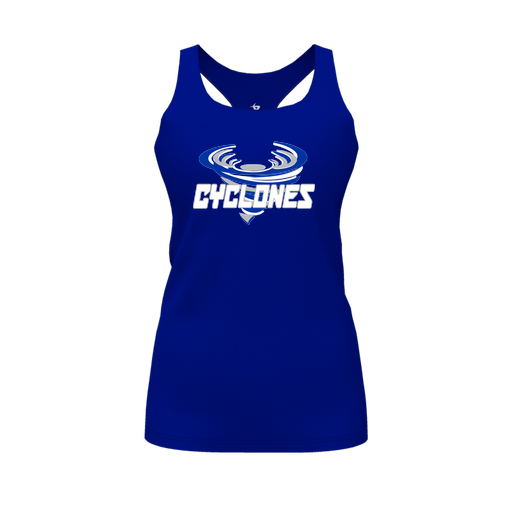 [CUS-DFW-RCBK-PER-RYL-FYS-LOGO1] Racerback Tank Top (Female Youth S, Royal, Logo 1)