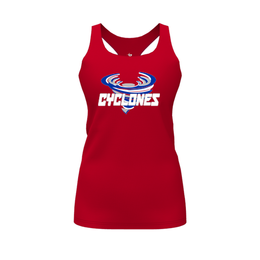 [CUS-DFW-RCBK-PER-RED-FYS-LOGO1] Racerback Tank Top (Female Youth S, Red, Logo 1)