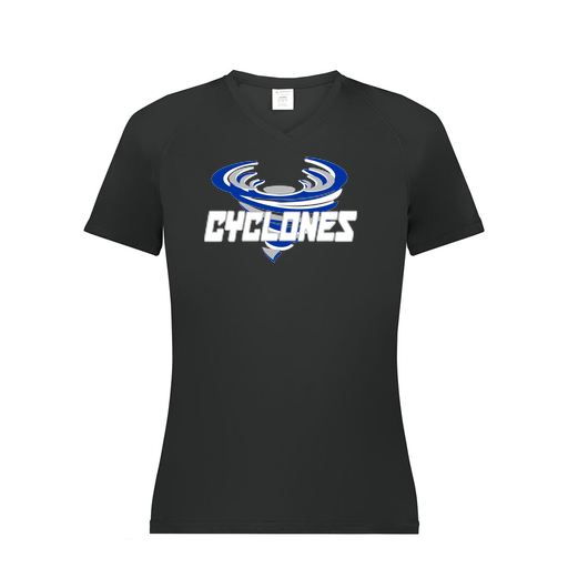 [2792.080.XS-LOGO1] Ladies Smooth Sport V-Neck T-Shirt (Female Adult XS, Black, Logo 1)