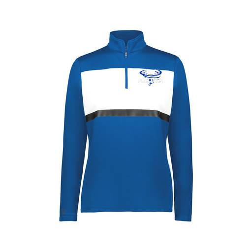 [222791.280.XS-LOGO1] Ladies Bold 1/4 Zip Pullover (Female Adult XS, Royal, Logo 1)