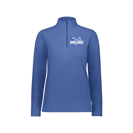 [6864.060.XS-LOGO1] Ladies MicroFleece 1/4 Zip Pullover (Female Adult XS, Royal, Logo 1)