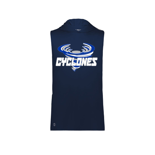 [222590.065.XS-LOGO1] Men's CoolDry Sleeveless Hoodie (Adult XS, Navy, Logo 1)