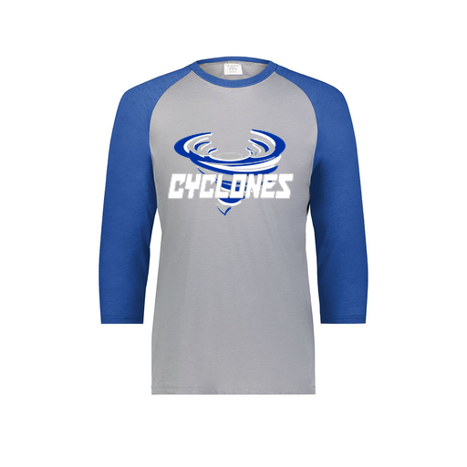 [6879.28V.S-LOGO1] Men's Vintage 3/4 Sleeve T-Shirt (Adult S, Royal, Logo 1)