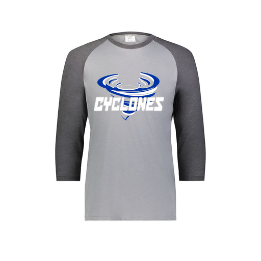 [6879.30V.S-LOGO1] Men's Vintage 3/4 Sleeve T-Shirt (Adult S, Gray, Logo 1)