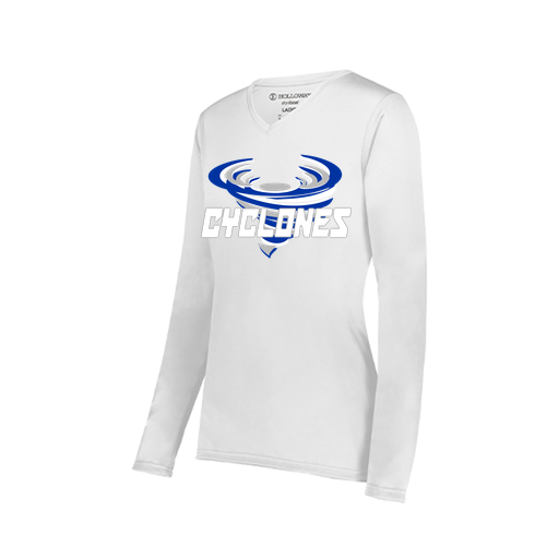 [222824.005.S-LOGO1] Ladies LS Smooth Sport Shirt (Female Adult S, White, Logo 1)