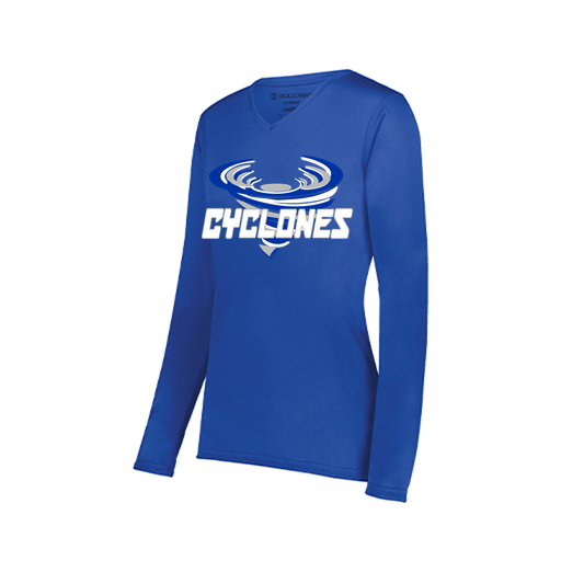 [222824.060.S-LOGO1] Ladies LS Smooth Sport Shirt (Female Adult S, Royal, Logo 1)