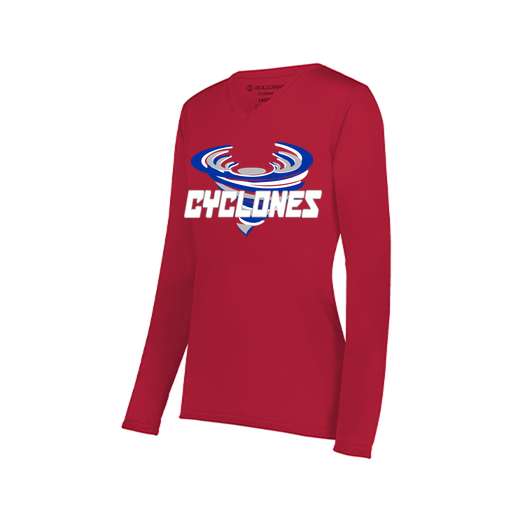 [222824.083.S-LOGO1] Ladies LS Smooth Sport Shirt (Female Adult S, Red, Logo 1)